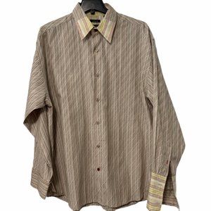 Attitude Brand Men's Striped Cufflink Shirt 2XL